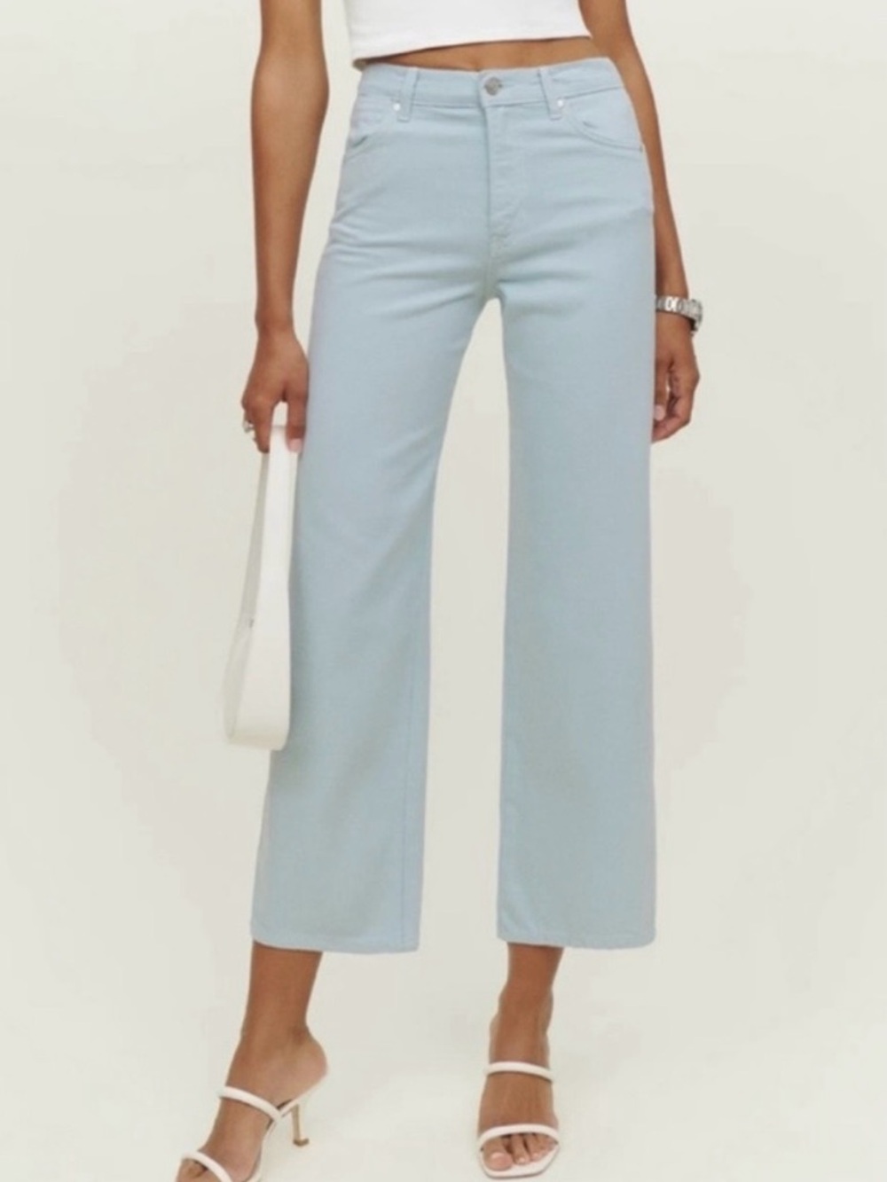 Reformation Cowboy High Rise Wide Leg Jeans - Light Wash - Size 26